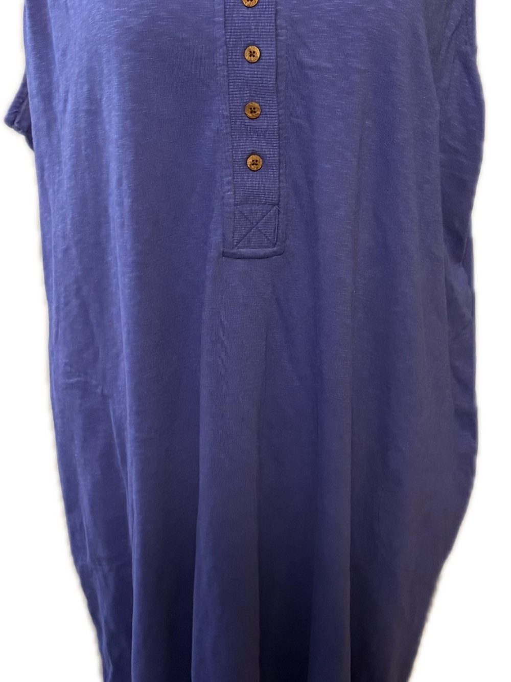 J.Jill Sleeveless Henley Knit Dress Blue Plus Size 2X Pockets